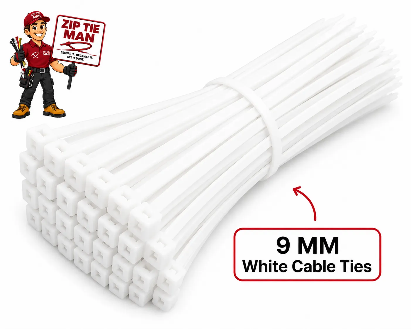 9MM WHITE CABLE TIES